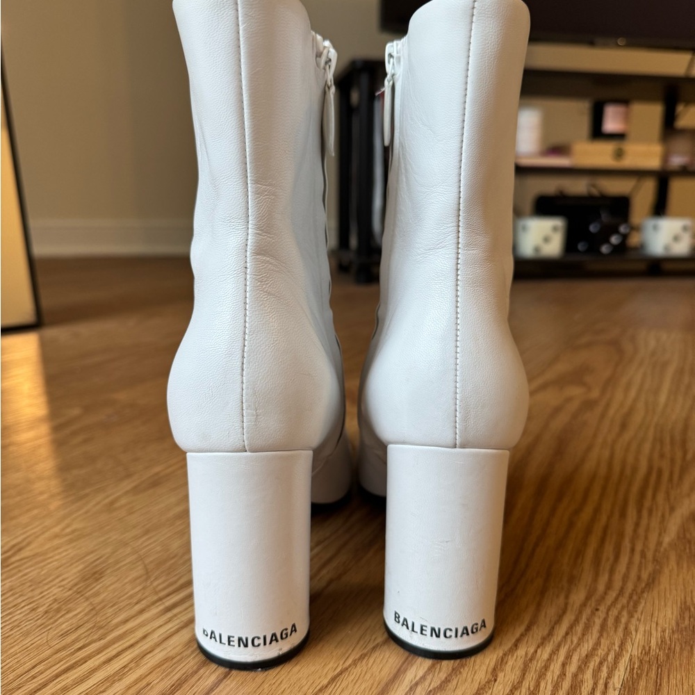 Balenciaga Women's White Oval Ankle Boots